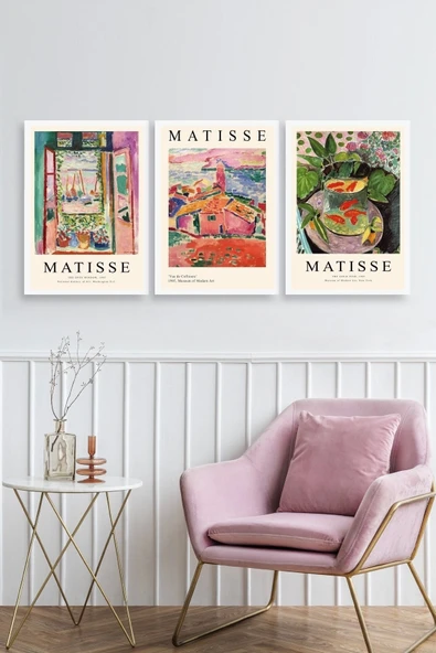 Matisse Üçlü Ahşap Çerçeveli Tablo 50 x 70 - Resim 2