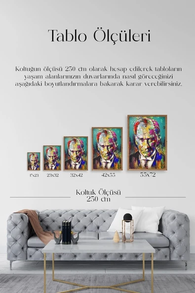 Atatürk Ahşap Çerçeveli Tablo 50 x 70 - Resim 5