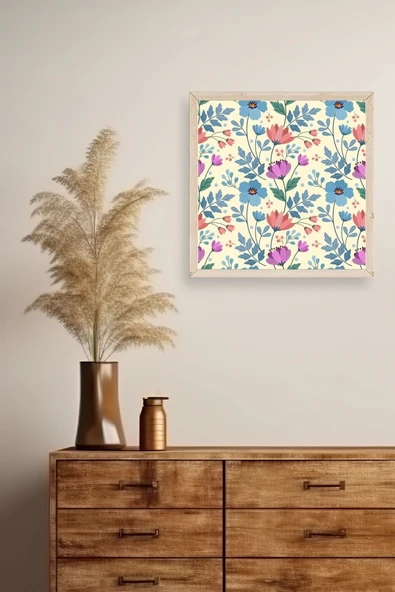 Çiçek Ahşap Çerçeveli Tablo 50 x 50 - Resim 2