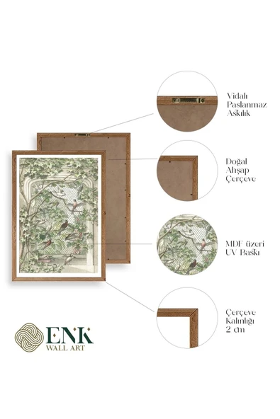 Kuşlar Ahşap Çerçeveli Tablo 30 x 42 - Resim 4