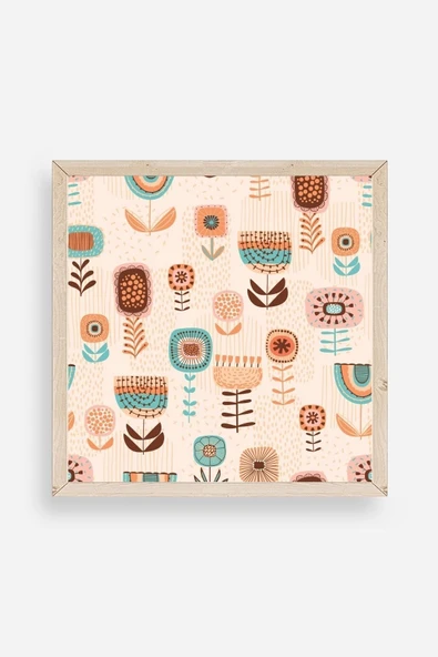 Çiçekler Ahşap Çerçeveli Tablo 50 x 50 ürün görseli 1