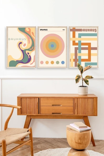 Bauhaus Üçlü Ahşap Çerçeveli Tablo 40 x 60 - Resim 3