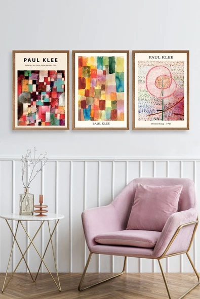 Paul Klee Üçlü Ahşap Çerçeveli Tablo 23 x 30 - Resim 2