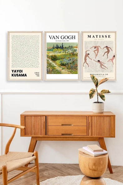 Ünlü Tablolar Üçlü Ahşap Çerçeveli Tablo 30 x 40 - Resim 3