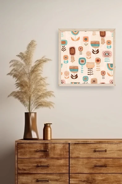 Çiçekler Ahşap Çerçeveli Tablo 50 x 50 - Resim 2