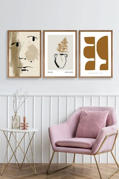 Modern Üçlü Ahşap Çerçeveli Tablo 40 x 60 - Resim 2