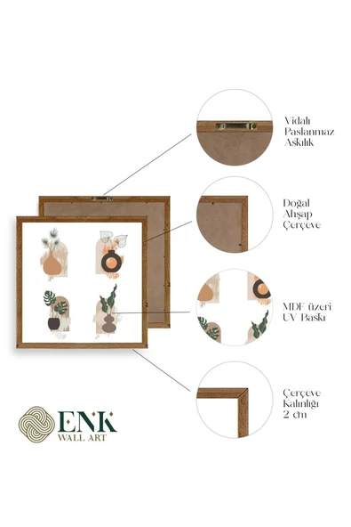 Çiçek Ahşap Çerçeveli Tablo 23 x 23 - Resim 4