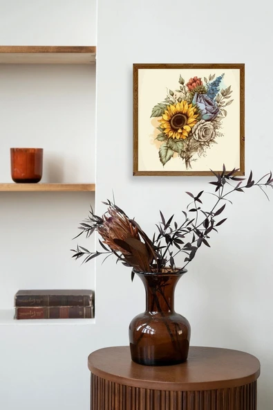 Ayçiçeği Ahşap Çerçeveli Tablo 23 x 23 - Resim 3