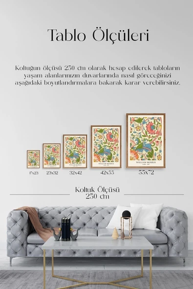 William Morris Ahşap Çerçeveli Tablo 23 x 30 - Resim 5