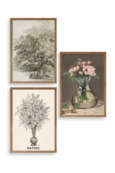 Matisse Üçlü Ahşap Çerçeveli Tablo 40 x 60 ürün görseli 1