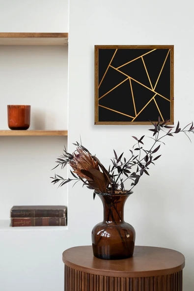 Üçgen Ahşap Çerçeveli Tablo 23 x 23 - Resim 3