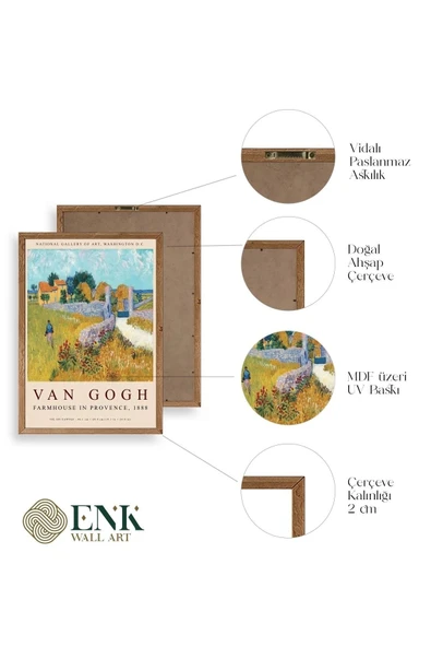 Ünlü Tablolar Üçlü Ahşap Çerçeveli Tablo 23 x 30 - Resim 4