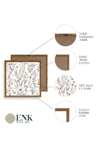 Yaprak Ahşap Çerçeveli Tablo 42 x 42 - Resim 4