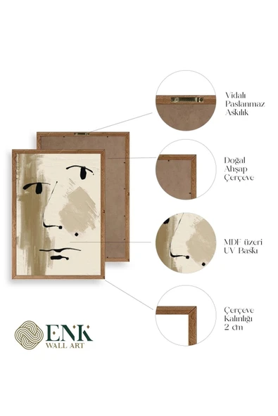 Modern Üçlü Ahşap Çerçeveli Tablo 40 x 60 - Resim 4