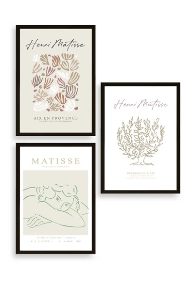 Matisse Üçlü Ahşap Çerçeveli Tablo 30 x 40 ürün görseli 1