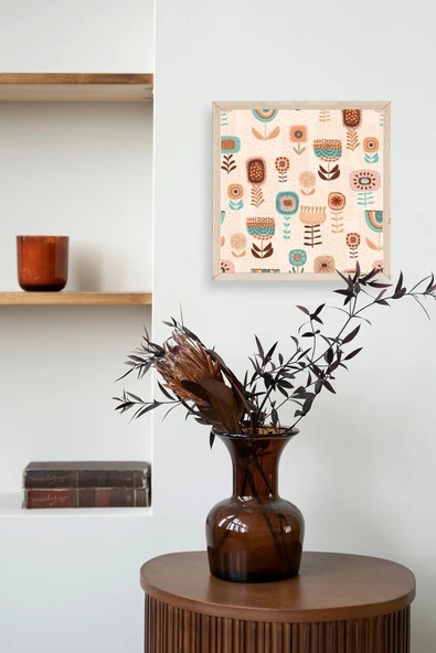 Çiçekler Ahşap Çerçeveli Tablo 50 x 50 - Resim 3