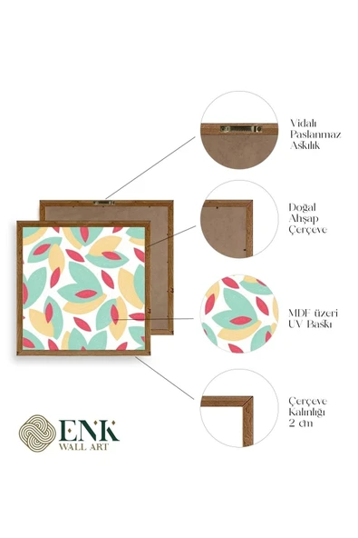 Yaprak Ahşap Çerçeveli Tablo 23 x 23 - Resim 4