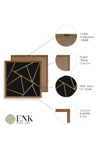 Üçgen Ahşap Çerçeveli Tablo 23 x 23 - Resim 4