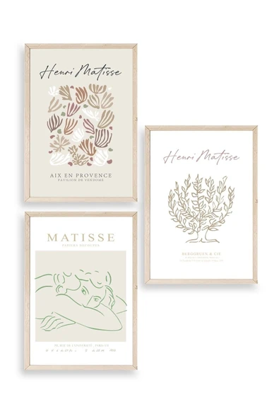 Matisse Üçlü Ahşap Çerçeveli Tablo 30 x 40 ürün görseli 1