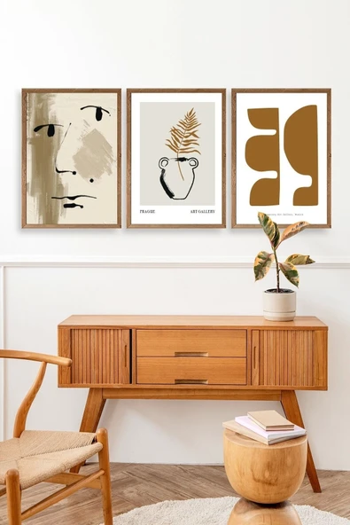 Modern Üçlü Ahşap Çerçeveli Tablo 40 x 60 - Resim 3