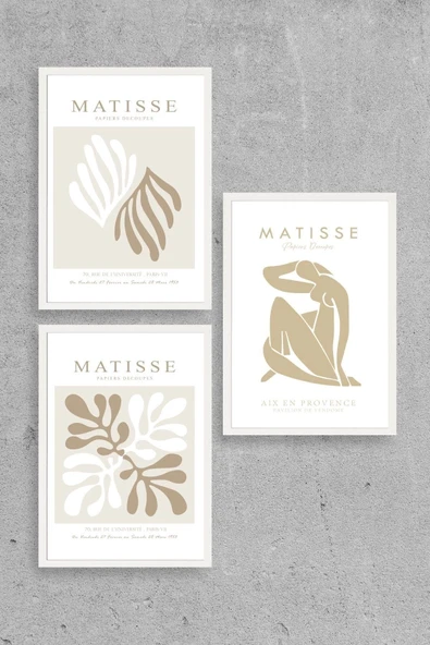 Matisse Üçlü Ahşap Çerçeveli Tablo 50 x 70 - Resim 2