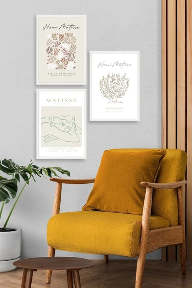 Matisse Üçlü Ahşap Çerçeveli Tablo 30 x 40 - Resim 3