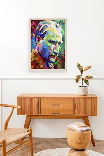 Atatürk Ahşap Çerçeveli Tablo 50 x 70 - Resim 3