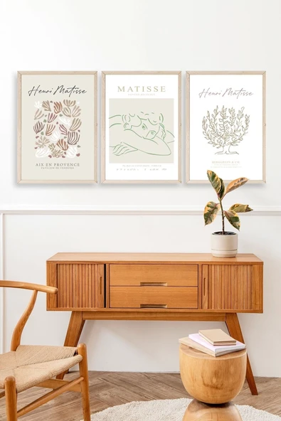 Matisse Üçlü Ahşap Çerçeveli Tablo 30 x 40 - Resim 3