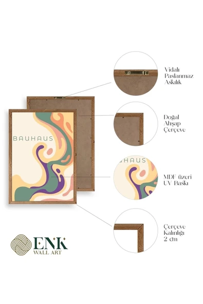 Bauhaus Üçlü Ahşap Çerçeveli Tablo 23 x 30 - Resim 4