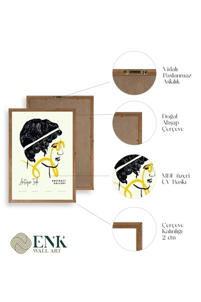 Soyut Üçlü Ahşap Çerçeveli Tablo 30 x 40 - Resim 4