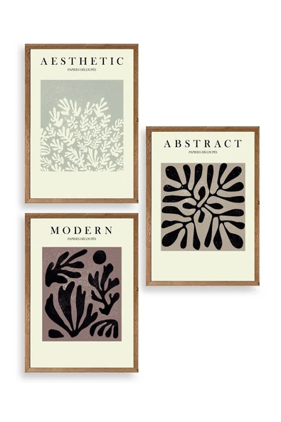 Modern Üçlü Ahşap Çerçeveli Tablo 40 x 60 ürün görseli 1