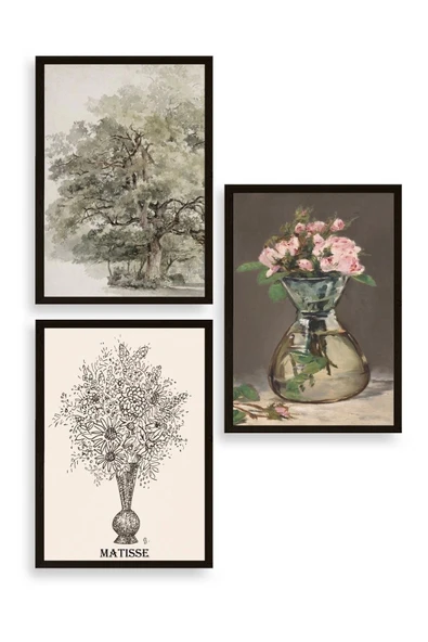 Matisse Üçlü Ahşap Çerçeveli Tablo 30 x 40 ürün görseli 1