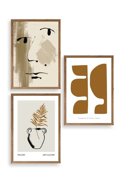 Modern Üçlü Ahşap Çerçeveli Tablo 40 x 60 ürün görseli 1