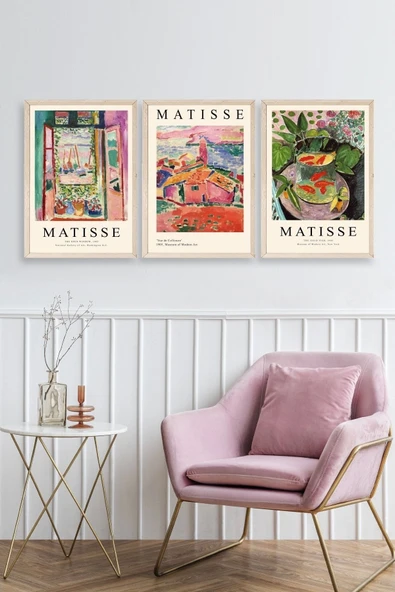 Matisse Üçlü Ahşap Çerçeveli Tablo 40 x 60 - Resim 2