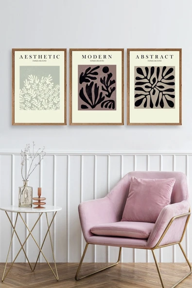 Modern Üçlü Ahşap Çerçeveli Tablo 40 x 60 - Resim 2