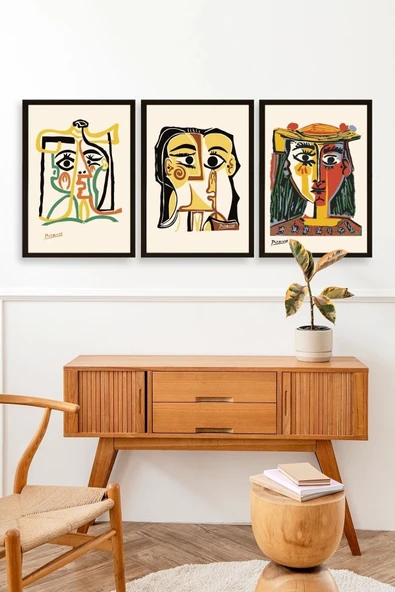 Picasso Üçlü Ahşap Çerçeveli Tablo 50 x 70 - Resim 3