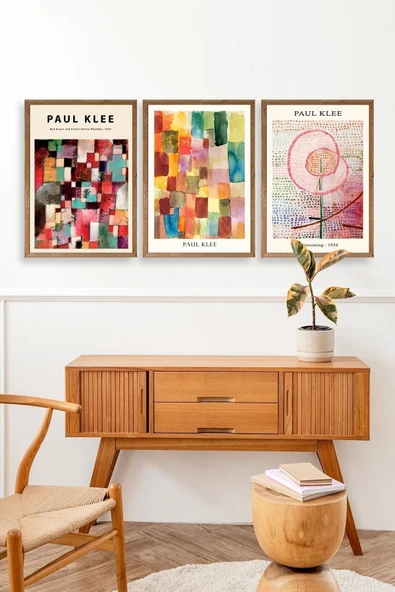 Paul Klee Üçlü Ahşap Çerçeveli Tablo 23 x 30 - Resim 3