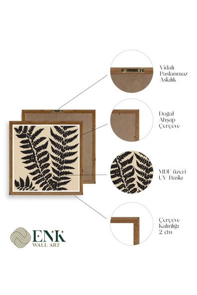 Yaprak Ahşap Çerçeveli Tablo 50 x 50 - Resim 4