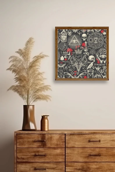 666 Ahşap Çerçeveli Tablo 42 x 42 - Resim 2