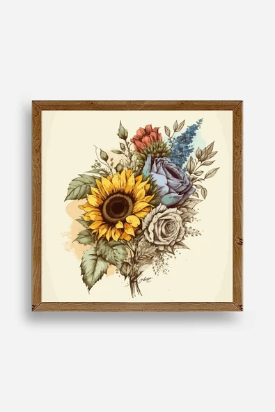 Ayçiçeği Ahşap Çerçeveli Tablo 23 x 23 ürün görseli 1