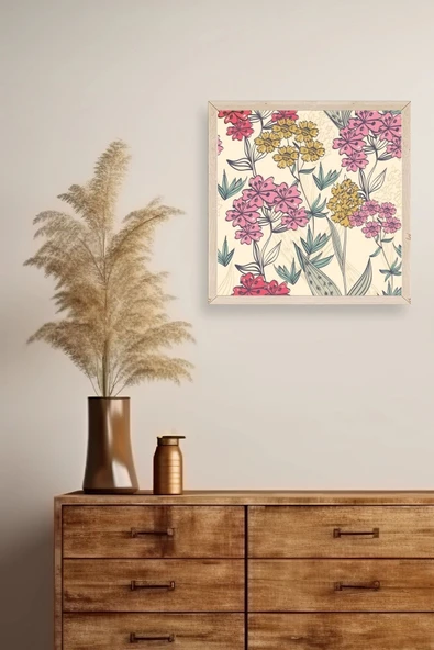 Çiçekler Ahşap Çerçeveli Tablo 42 x 42 - Resim 2