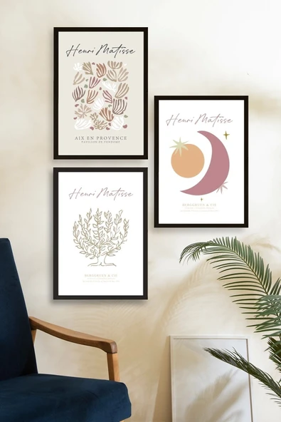 Matisse Üçlü Ahşap Çerçeveli Tablo 40 x 60 - Resim 2