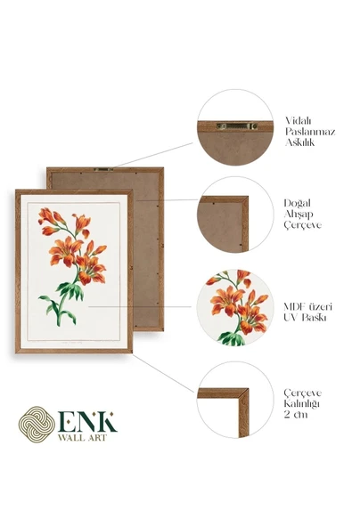 Turuncu Zambak Ahşap Çerçeveli Tablo 17 x 23 - Resim 4