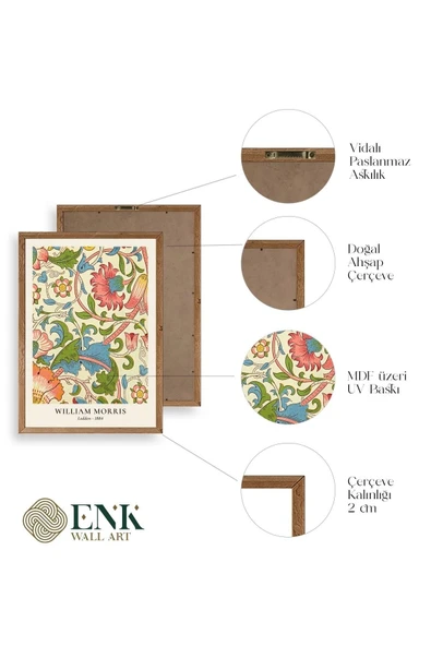 William Morris Ahşap Çerçeveli Tablo 23 x 30 - Resim 4
