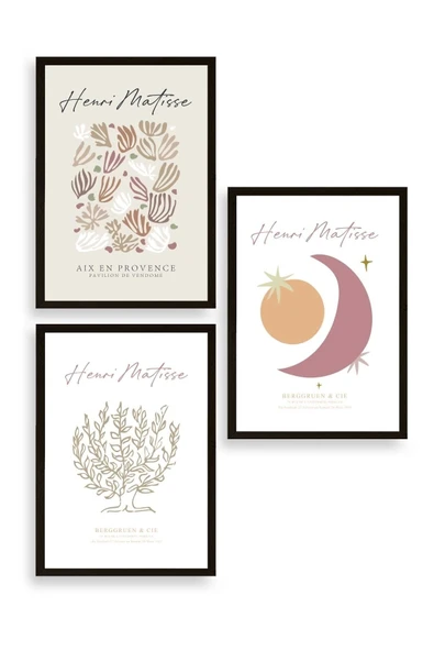 Matisse Üçlü Ahşap Çerçeveli Tablo 40 x 60 ürün görseli 1