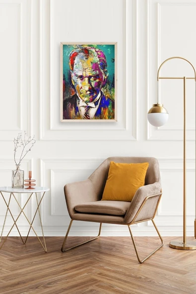 Atatürk Ahşap Çerçeveli Tablo 50 x 70 - Resim 2