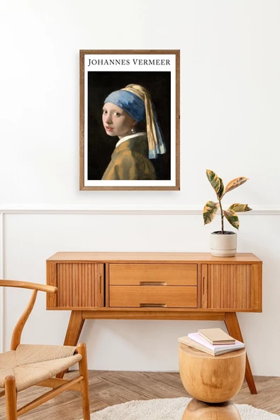 İnci Küpeli Kız Ahşap Çerçeveli Tablo 23 x 30 - Resim 3