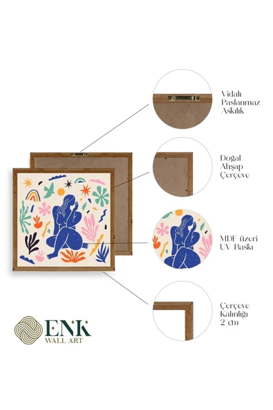 Kadın Ahşap Çerçeveli Tablo 23 x 23 - Resim 5