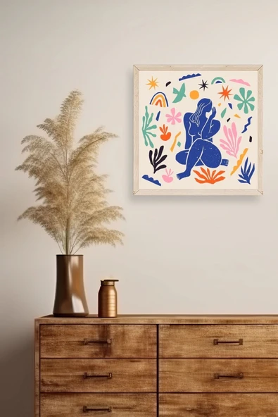 Kadın Ahşap Çerçeveli Tablo 23 x 23 - Resim 2