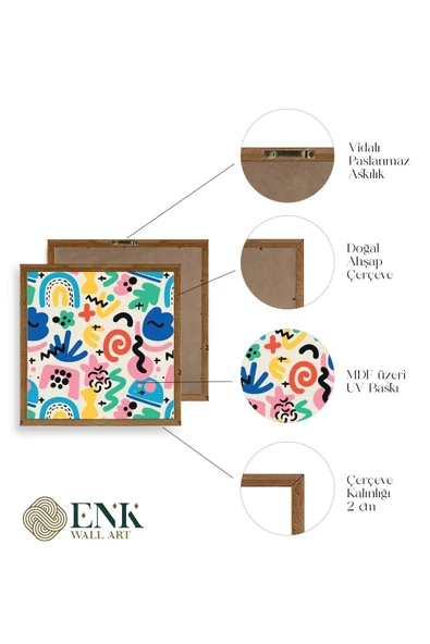 Soyut Ahşap Çerçeveli Tablo 50 x 50 - Resim 4